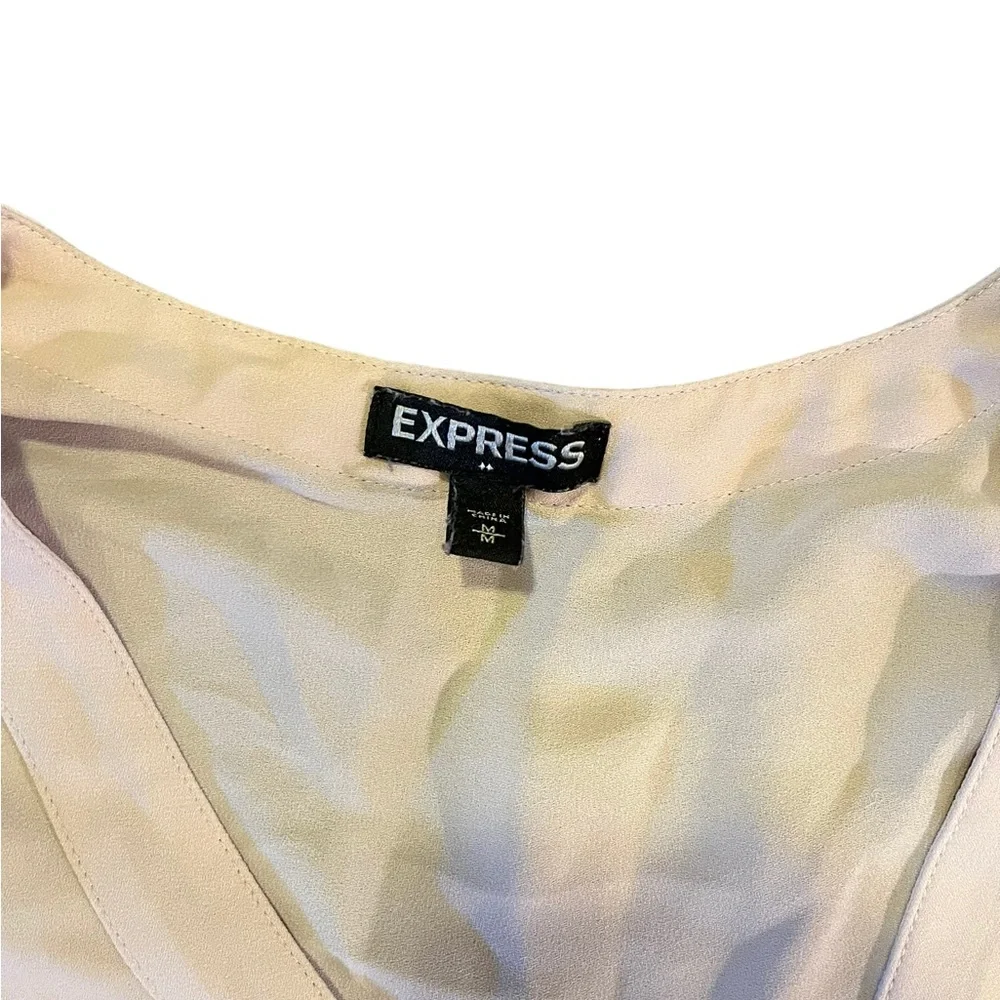 Express Light Pink Half Zip Long Sleeve Blouse | Women's M - Picture 2 of 5